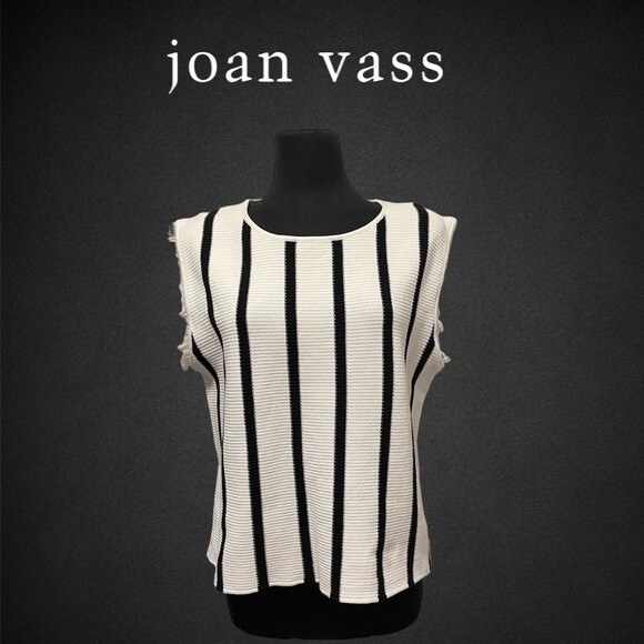 Joan Vass Striped Sleeveless Sweater Top‎ Shell - Picture 1 of 7